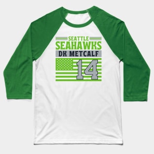 Seattle Seahawks Metcalf 14 American Flag Football Baseball T-Shirt